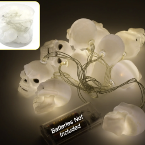 Halloween Skeleton Skull String Lights: 16 LED Blow Mold Set