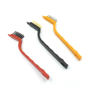 3pc Mini Wire Brush Set: Brass, Nylon, Stainless Steel Bristles