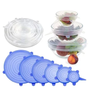 6-Piece Silicone Reusable Safety Stretch Lids and Covers