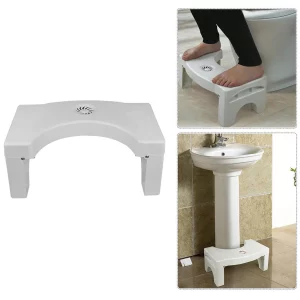 White Plastic Non-Slip Folding Toilet Squat Stool