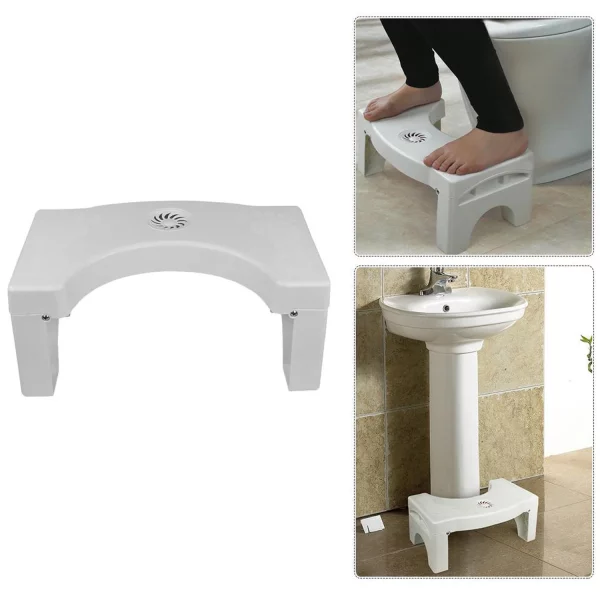 White Plastic Non-Slip Folding Toilet Squat Stool