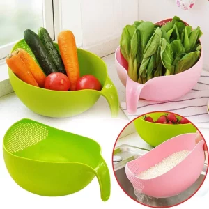 Plastic Rice Bowl/Food Strainer Drain Basket Set